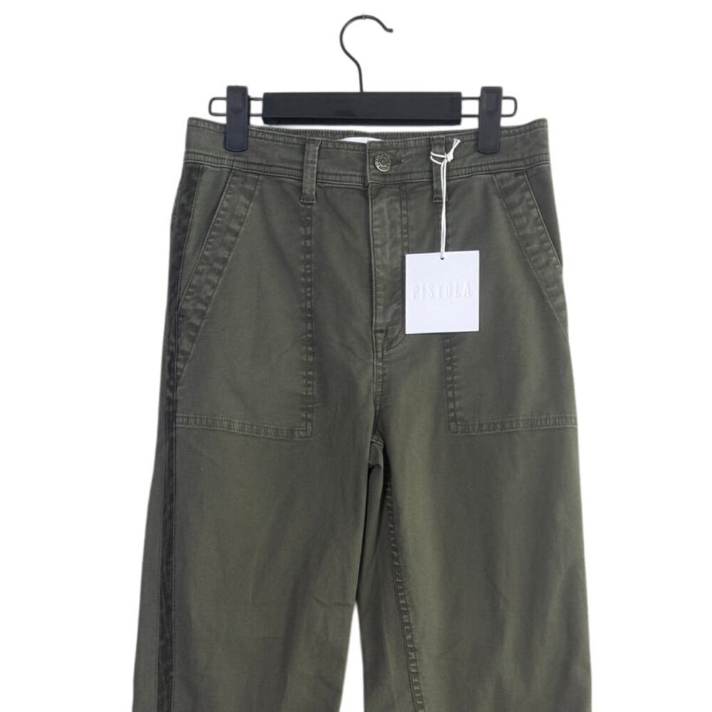 NWT Pistola Elliot Eden High Rise Crop Tuxedo Stripe Straight Leg Pant 26 Green - Picture 3 of 15